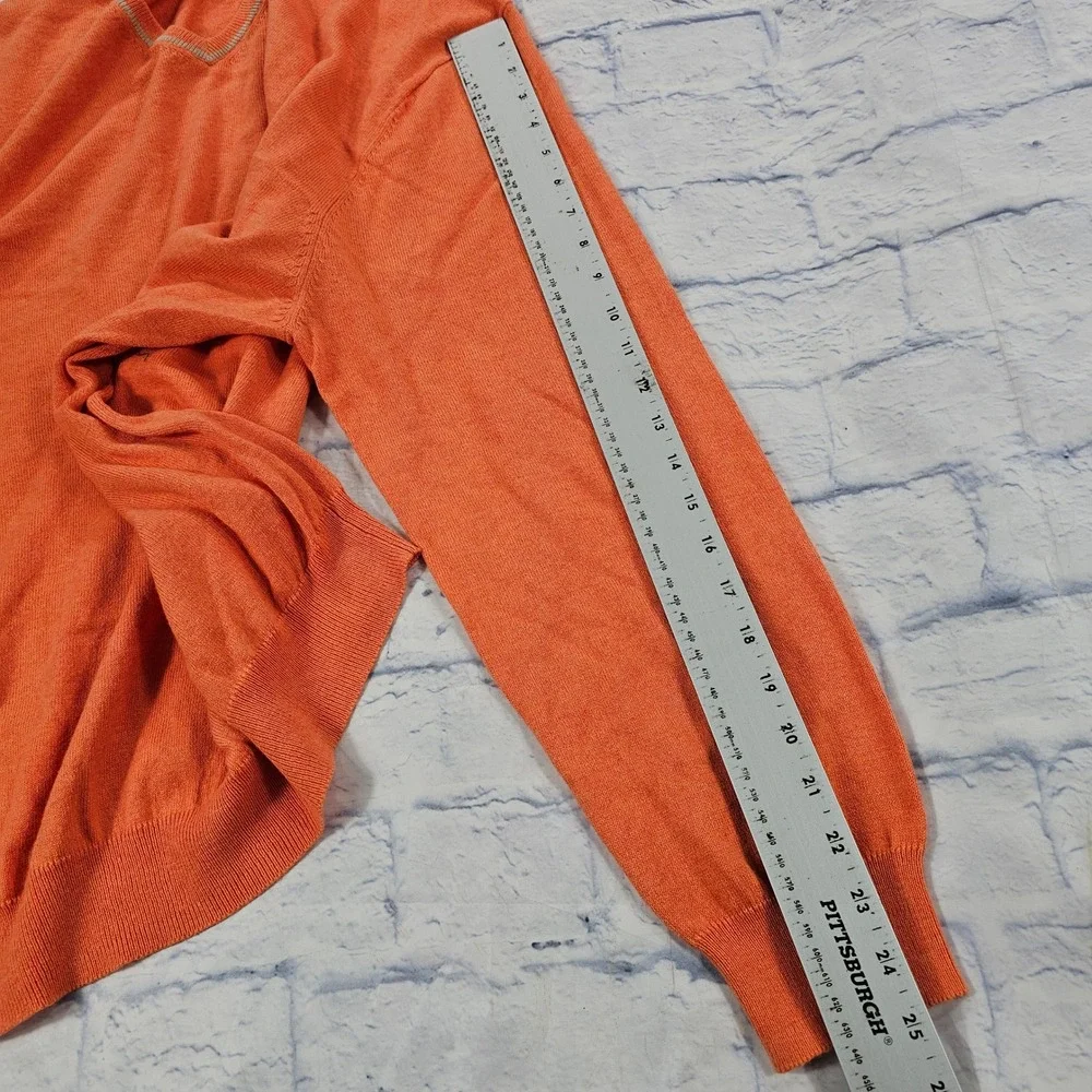 Joseph A Bank Sweater Mens XXL Orange Cotton Cashmere V-Neck Pullover - Picture 5 of 10